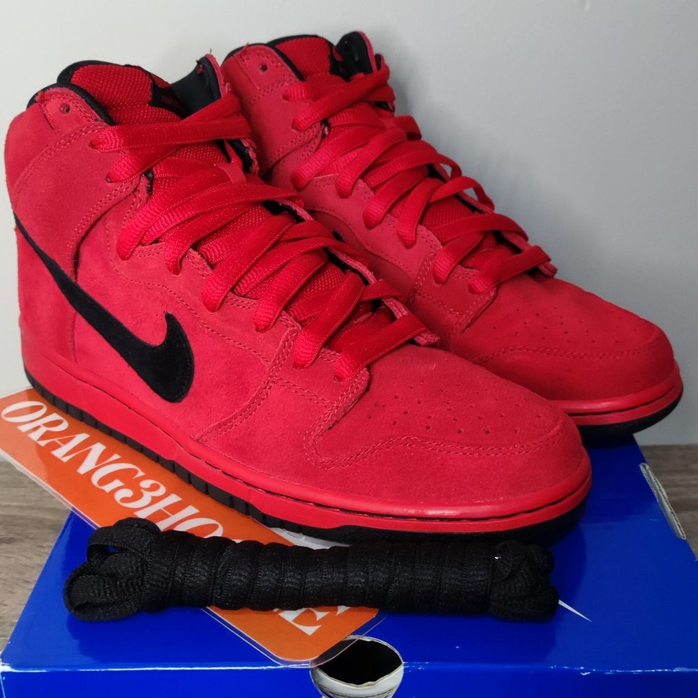 NIKE SB DUNK HIGH RED DEVIL 9.5 WORN ONCE STUSSY SUEDE OFF WHITE SKUNK PIGEON 10
